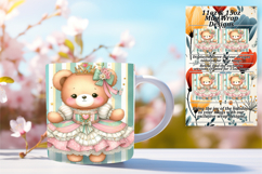 Trendy 15oz Mug Wrap Png Template , Teddy Bear Product Image 1