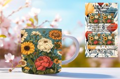 Whimsical Vintage Flower Pattern Mug Wrap 11oz Product Image 1