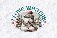 I Love Winters Polar Bear PNG, Christmas Sublimation Design Product Image 1