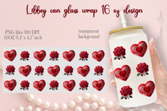 Valentines day pattern Libbey Can Glass Wrap 16oz design png Product Image 1