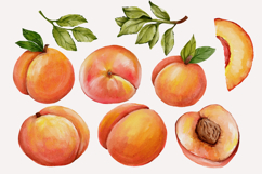 Peaches watercolor clipart png, hand drawn Product Image 2