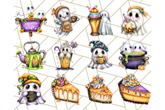 Ghost Café PNG Clipart, Cute Ghost Baristas Halloween Treats Product Image 5