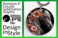 Vibrant Round Design Keychain Artwork , Horse Product Image 1