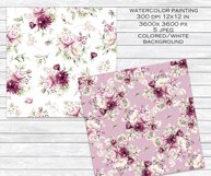 Seamless patterns with watercolor flowers, floral background Product Image 2