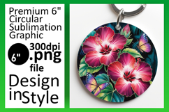 Elegant Keychain Round Design PNG , Flowers Product Image 1