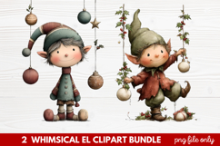 Whimsical Elf Clipart | Cute Christmas Elf PNG Illustration Product Image 1