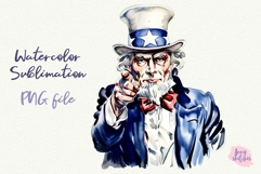 4th of July PNG Uncle Sam Watercolor Clipart American Product Image 1
