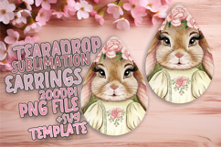Trendy Teardrop Earrings Design PNG for Crafting , Cute Bunn Product Image 1