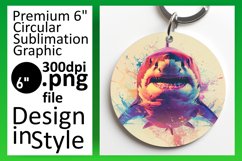 Coastal Colors: Watercolor Shark Circle PNG Product Image 1