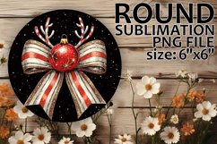 Cozy Keychain Round Design PNG, Holiday Bow Product Image 1