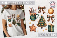 Christmas Coquette Bow PNG Holidays Funny Watercolor Product Image 1