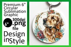Colorful Round Dog Sublimation Keychain Product Image 1