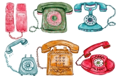 watercolor telephone retro style 6 items png Product Image 2