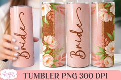 Bride Tumbler Wrap sublimation PNG, Wedding floral tumbler Product Image 1