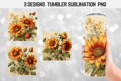 Sunflower Vintage Tumbler Wrap Sublimation Designs Product Image 1