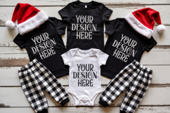 Christmas Family Matching Shirt Mockup | Cozy Boho Flat Lay Product Image 1