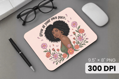 Afro Girl / Woman braided hair Mouse Pad, Black Queen PNG Product Image 1