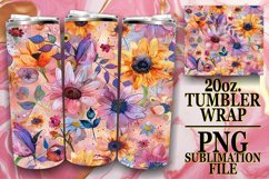 Whimsical Blossom Burst Tumbler Wrap, Colorful Joy Product Image 1