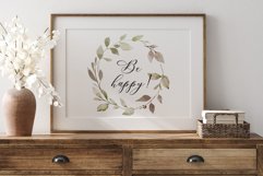 Watercolor leaves wreath, floral clipart, leaf frame. Product Image 2