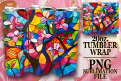 Colorful Tumbler Wrap 20oz Stained Glass Tree Art Product Image 1