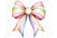 Watercolor Summer Bow Clipart PNG, Coquette Bright Bow Png Product Image 5