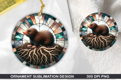 Cute Mole Stained Glass Ornament PNG, Digital Download File Product Image 1
