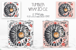 Cute cat and coffee cup straight tumbler 20oz wrap designs Product Image 1