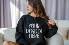 Black Gildan 18000 Sweatshirt Mockup,G18000 Crewneck Sweatsh Product Image 1