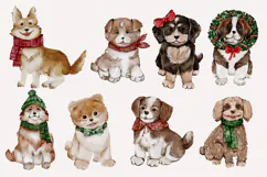 Cute winter dogs watercolor clipart png hand drawing Product Image 2