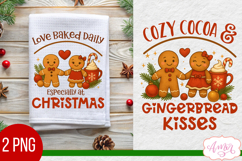 Christmas kitchen towel PNG, Cute gingerbread man design Product Image 1