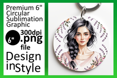Whimsical Circle PNG Keychain Artwork , Beauty Woman Product Image 1