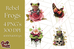 Floral Punk Frogs PNG - Neon Reble Grunge Amphibians Clipart Product Image 1