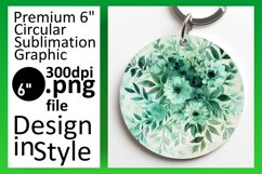 Sublimation Round Design Keychain Floral PNG Product Image 1