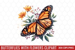 Butterflies With Flowers Clipart Product Image 1