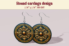 Vintage pattern earrings |Luxury Round Earring sublimation Product Image 1