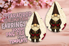 Charming Teardrop Earrings Design for Sublimation , Gnome Product Image 1