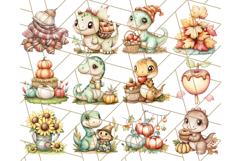 Fall Dinosaur PNG Clipart with Autumn Elements, Cute Dino Product Image 5
