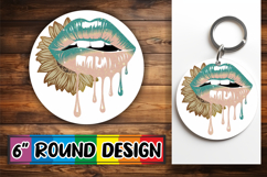 Joyful Car Coaster Round Design, Dripping Lips Product Image 1