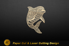 Ornate dolphin paper cut design intricate cutout Laser cut Product Image 1