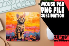 Floral Cat Mouse Pad for Print Design PNG Product Image 1