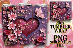 CHEERFUL PRESENT 20oz TUMBLER WRAP, 3D Heart Product Image 1