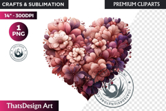 Romantic Flower clipart Rose gold Valentine floral PNG Product Image 1