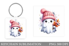 Cute Ghost Keychain Design. Cute Ghost Sublimation Product Image 1