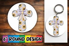 Joyful Circle Keychain Sublimation, Cross and Bow Product Image 1