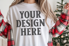 Christmas Comfort Colors 1717 White T-Shirt Mockup Real Product Image 1