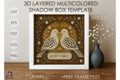 Wedding Bird Love Card Name Shadow box SVG Papercut template Product Image 1