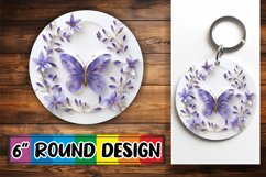 3D Spring Garden Round Design PNG Butterfly Blooms Keychain Product Image 1