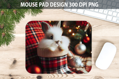Christmas Rabbit Mouse Pad Sublimation - Animal PNG Design Product Image 1