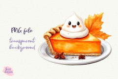 Pumpkin Pie PNG Halloween Ghost Cafe Clipart Sublimation Product Image 1