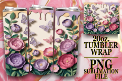 PLAYFUL SPIRITS 20oz TUMBLER WRAP, 3D Flowers Product Image 1